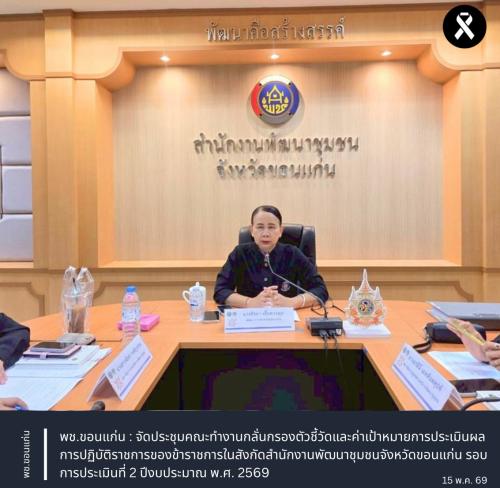 พช.บ้านไผ่ : ร่วมประชุมคณะทำงานกลั่นกรองตัวชี้วัดและค่าเป้าหมายการประเมินผลการปฏิบัติราชการของข้าราชการในสังกัดสำนักงานพัฒนาชุมชนจังหวัดขอนแก่น รอบการประเมินที่ 2 ปีงบประมาณ พ.ศ. 2569